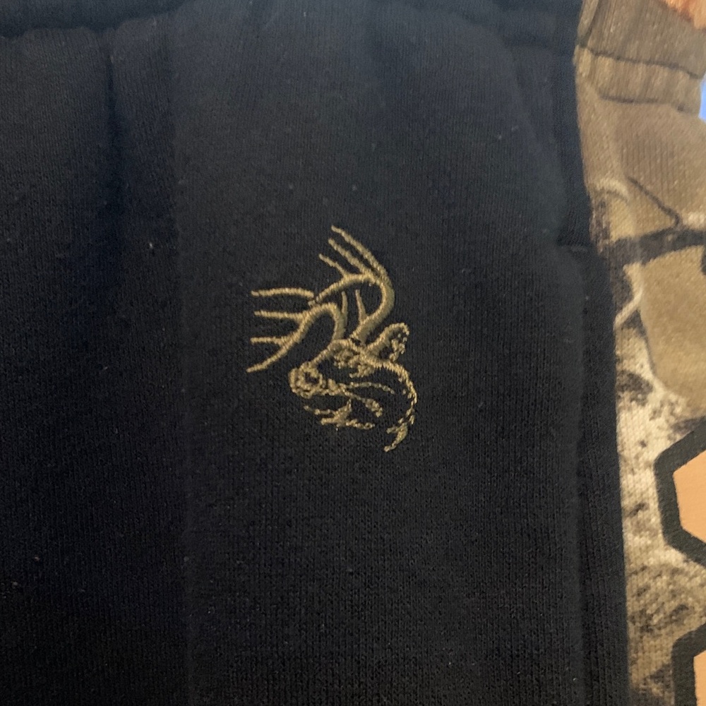 Legendary Whitetails Matching Hoodie Pants Set Black/Orange Camo Trim Large - Picture 12 of 16